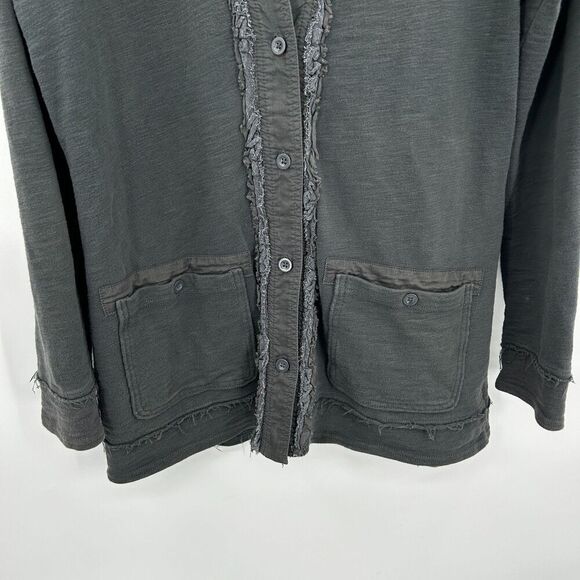 EDDIE BAUER Women's Gray Exposed Seams Button Up Cardigan Sweater Size Large - Picture 4 of 7